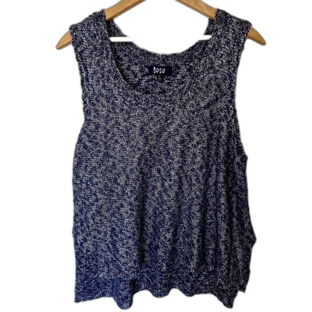 Beachy Loose Weave Knitted Tank Top Blue Marl XL
